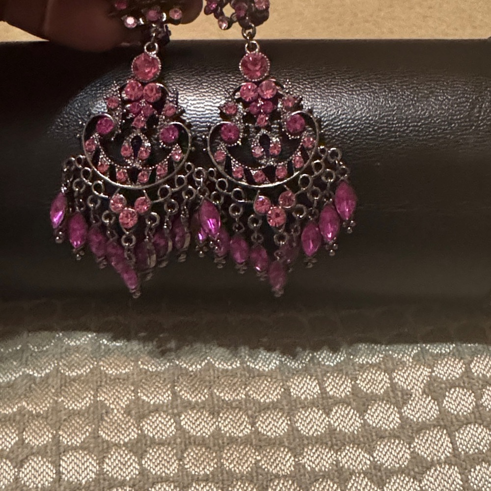 Elegant Vintage Purplish- Pink Chandelier Earrings